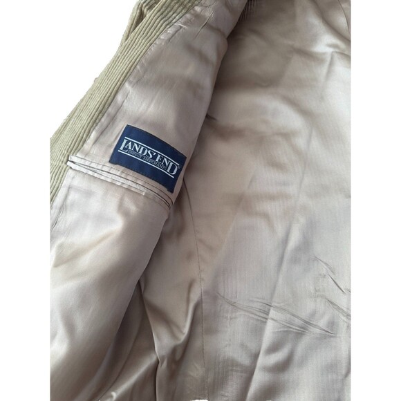 VINTAGE Lands End Mens 40L Tan Corduroy Blazer Sport Coat Jacket Elbow Patches - Picture 7 of 12